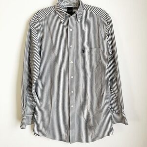 U.S. Polo Assn. Blue and White Striped Shirt with Front Pocket
